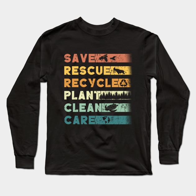 Save Bees Rescue Animals Recycled Plastics Tee Long Sleeve T-Shirt by banayan